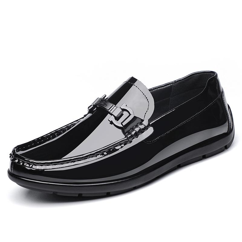 European New Men's Doudou Shoes Patent Leather Bright Leather Casual Lazy Shoes Fashionable Men's Single Shoes Soft