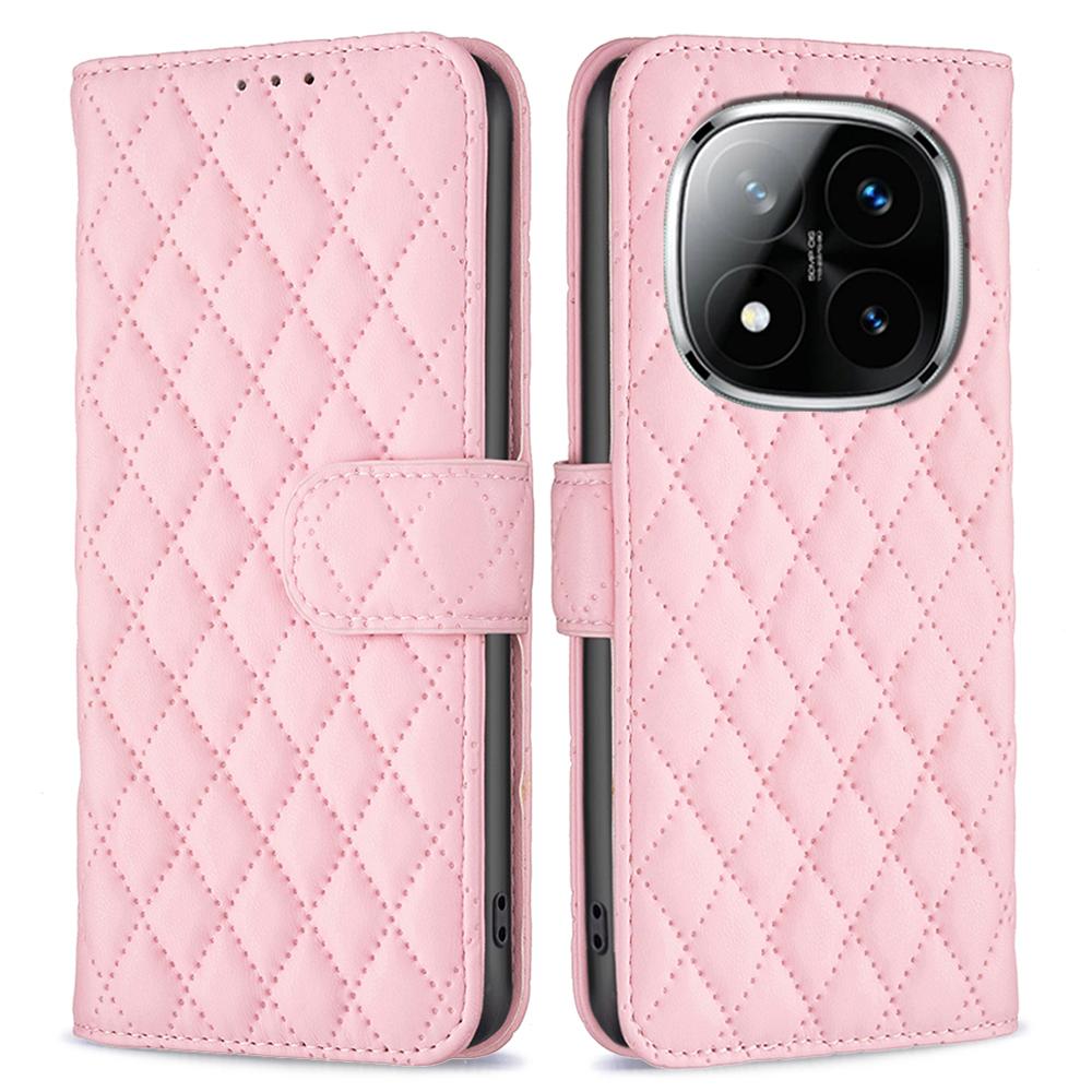 BINFEN COLOR BF Style-14 For Xiaomi Redmi Note 14 Pro+ 5G/Note 14 Pro 5G/Poco X7 5G Case Rhombus Phone Leather Cover Stand