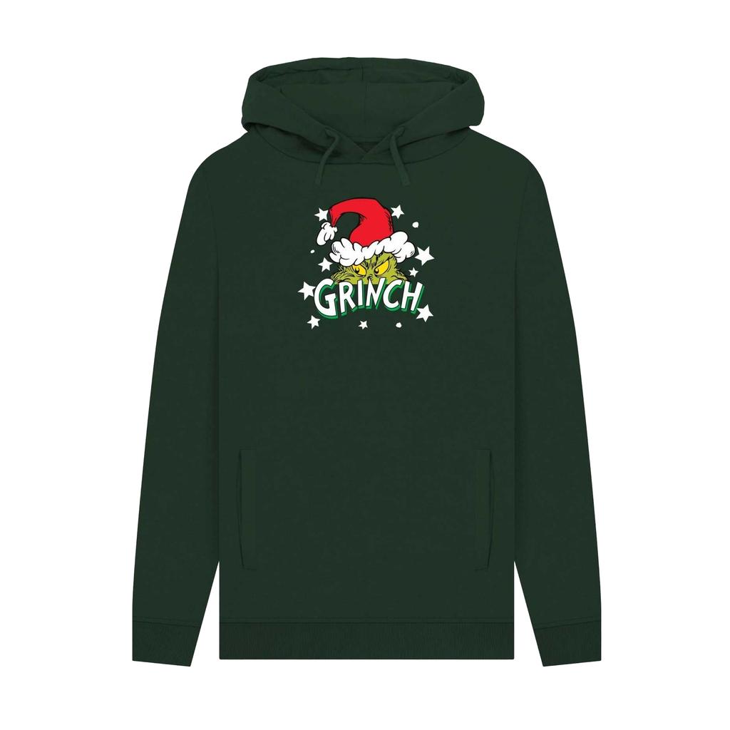The Grinch Unisex Adult Santa Hat Stars Hoodie