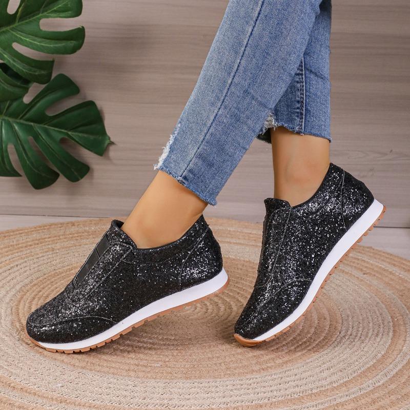 Autumn new muffin sequins casual single shoes rhinestone platform sports women's shoes large size
