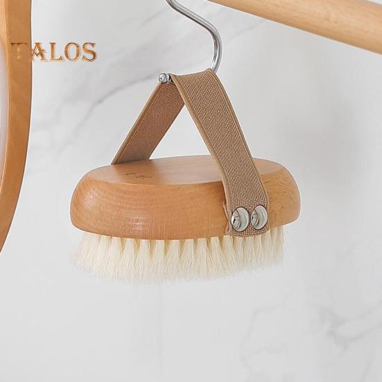 Bath Brush with Beech Wood Handle Soft Nylon Bristles Gentle Exfoliation Hanging Design Shower Brush Bath Accessories