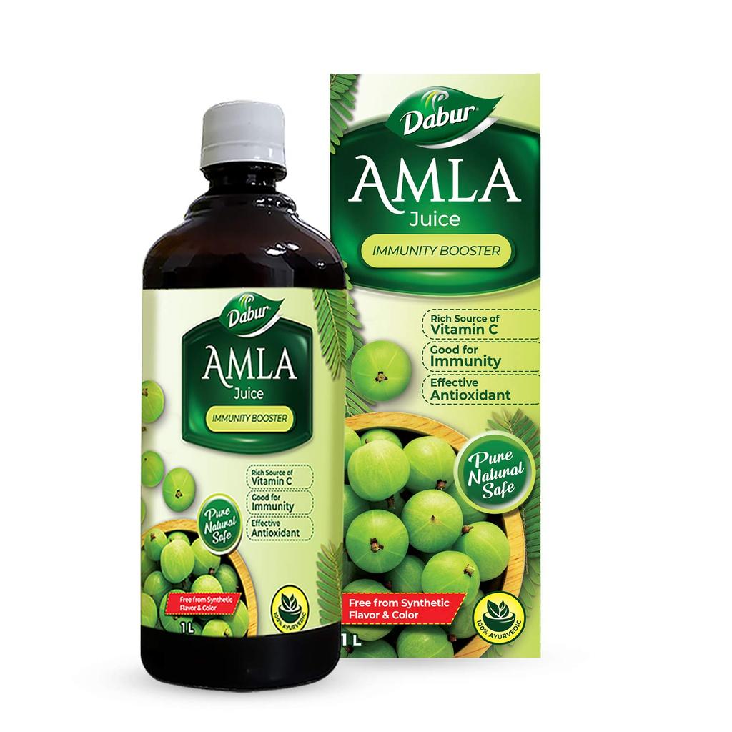 Dabur Amla Juice Rich Source of Vitamin C and Antioxidants for Immunity -1L & Triphala Churna Ayurvedic Remedy For Gastro Intestinal Health - 500g