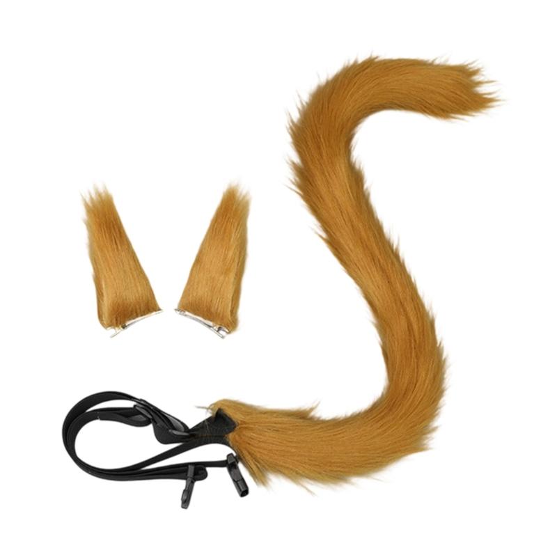 Multiuse Furry Plush Cats Tail Hair Clip and Bendable Tail Props Cosplay Costume Accessories For Women Teens Anime Event