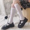 Black White Long Socks Stockings Women JK Japan Style Solid Color Thigh High Stockings High School Girls Striped Knee High Socks