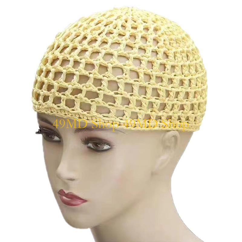 49MD Simple Hollowout Skull Hat Crochet Hair Net Hat For Women Teens Knit Turban Hat
