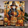 2er-Set HD Halloween Kürbisfeld Vogelscheuche Dekorative Vorhänge Gelbe Krawatte Digital bedruckte Vorhänge Heimdekorationsstil Dez