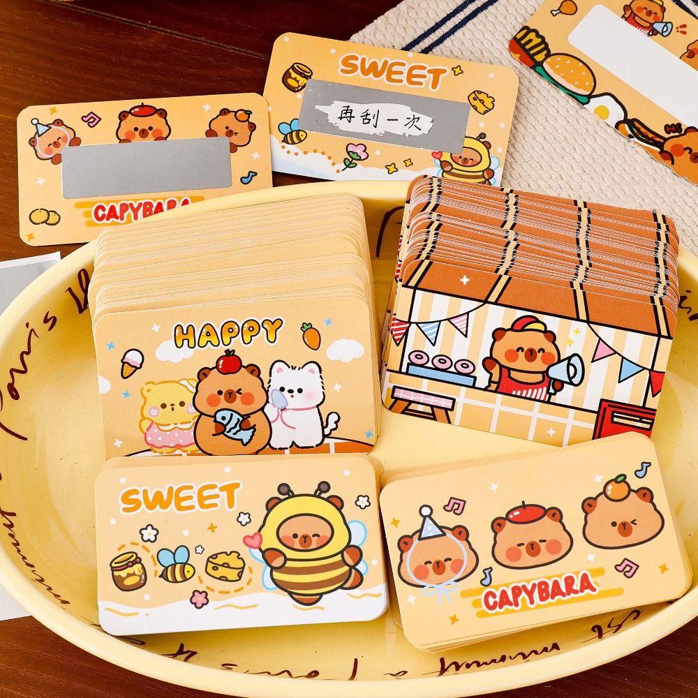 10Pcs Anniversary Vouchers Tickets Capybara Surprise Lucky Cards Scratch-off Cards  Decoration