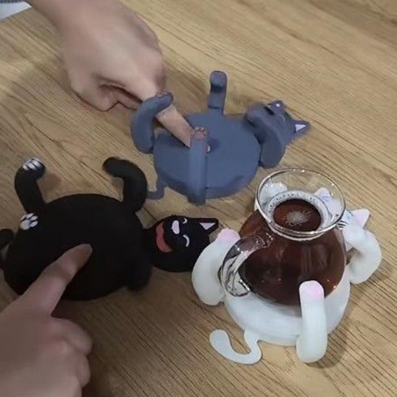 3D Print Funny Coaster High Temperature Non-Slip Cup Holder Reused Cute Animal Cat Butt Coast Cartoon Placemat Desktop Accessor
