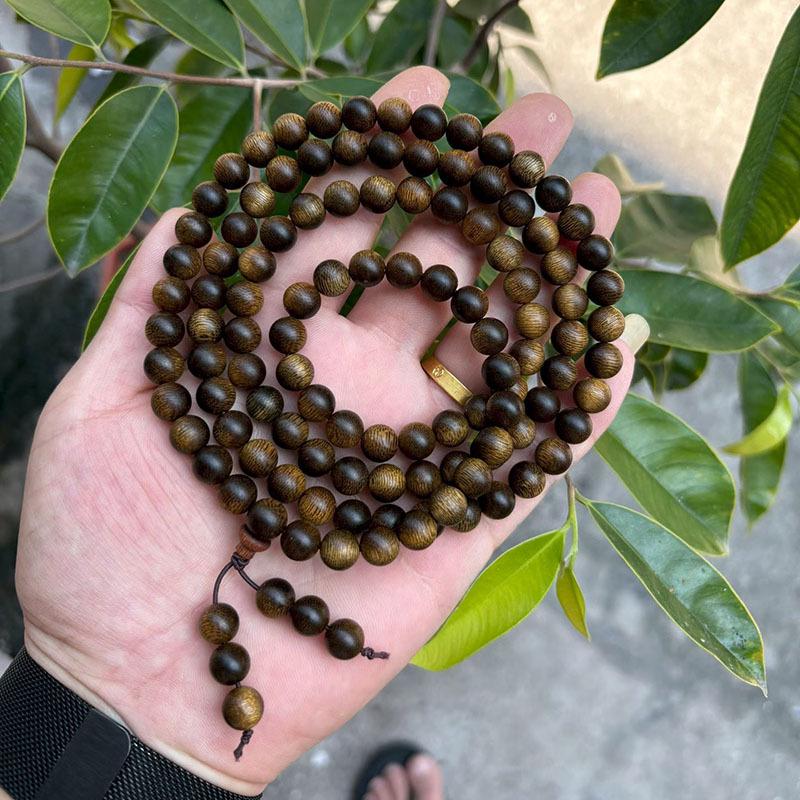 Nha Trang Agarwood 8mm Bead Bracelet: 108 Sinking Buddhist Prayer Beads 8mm