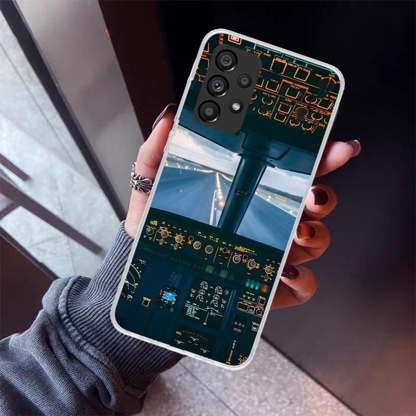 Aviation Aeroplane Pilot Cockpit Phone Case For Samsung Galaxy A12 A52S A42 A32 A22 A51 A50 Note 20 Ultra 10 S10 Plus A71 A70 A3