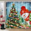 Merry Christmas Bathroom Curtains Snowman Christmas Tree Gift Red Truck Polyester Fabric Washable Shower Curtain Bathroom Decor