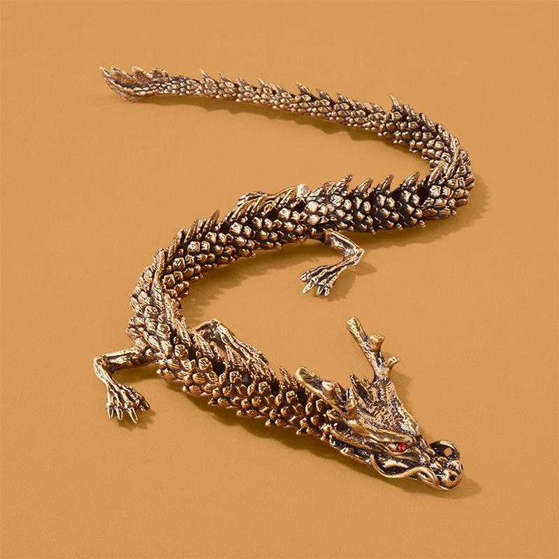 1Pcs Moveable Body Joints Antique Alloy Lucky Dragon Desktop Office Crafts 3D Dragon Statue Ornament Home Decoration Gifts