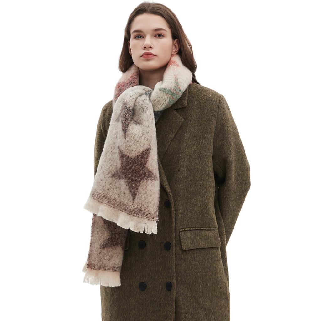 European and American Style Women's Fashion Autumn and Winter Warm Shawl Gradient Color Pashmina Jacquard Star Scarf