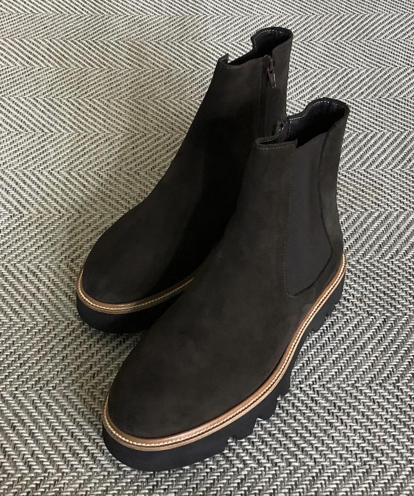 Joenshoe Hancock Round Worker Suede Zipper Chelsea Boots Dark Brown
