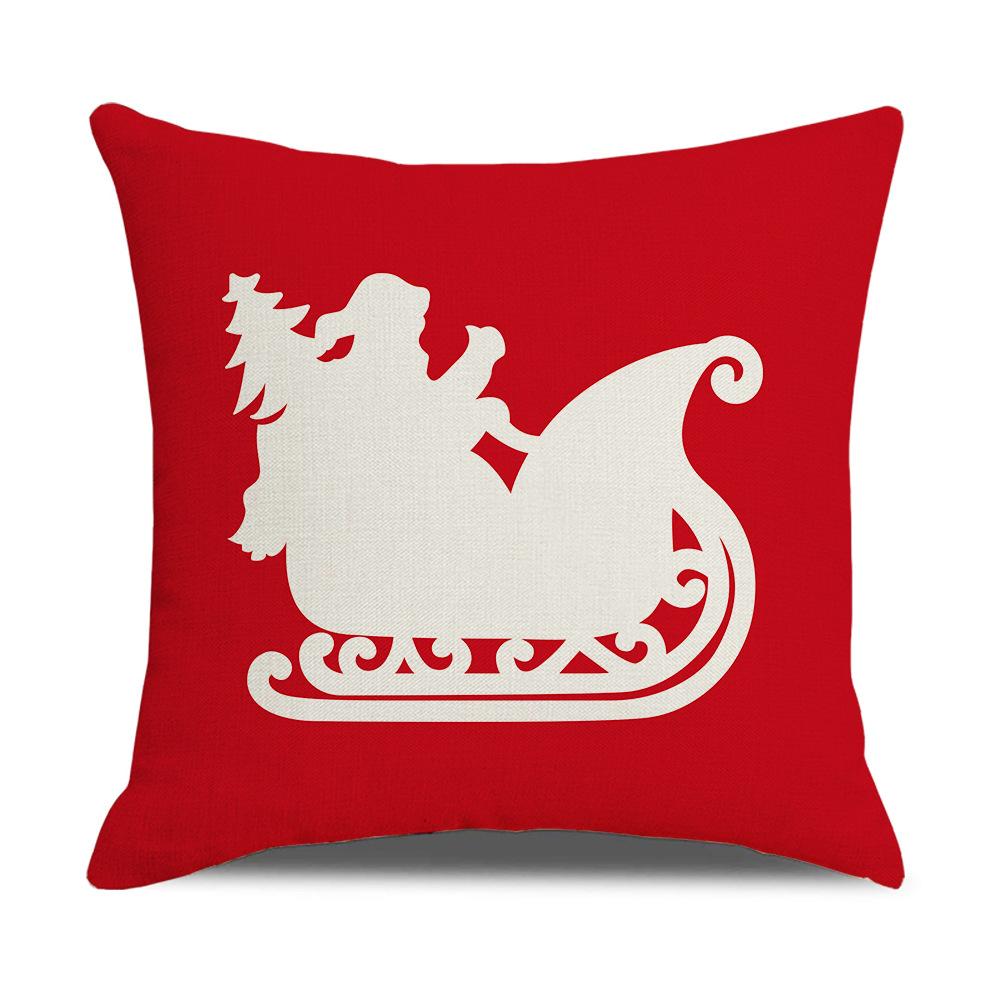 New Red and White Christmas Pillowcase Homewares Cartoon Elk Linen Sofa Pillowcase