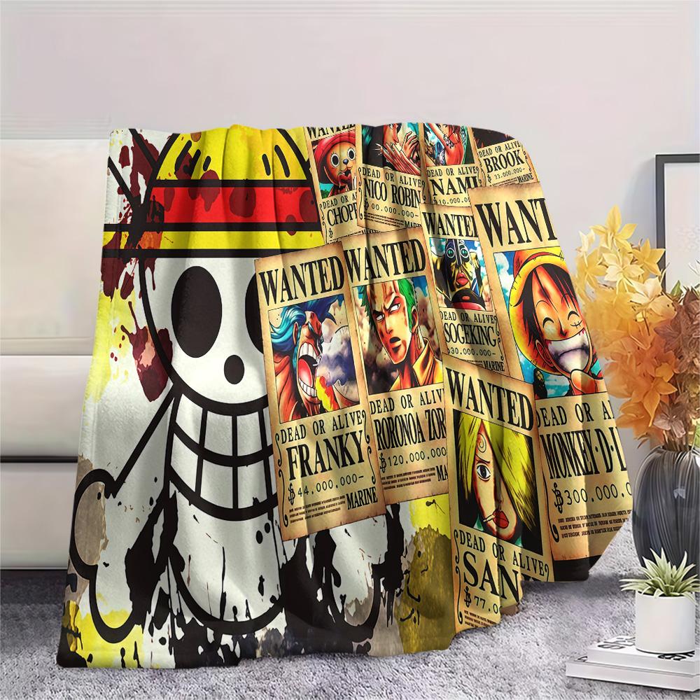 1PC One Piece Straw Hat Pirates Patterned Flannel Blanket Suitable For All Seasons For Home Decor Warmth And Comfort Gifts Holiday Present