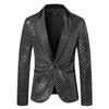 Herrenanzug, Smoking, Partymantel, Pailletten, Gentleman-Blazer, Jacke, Ein-Knopf-Anzug