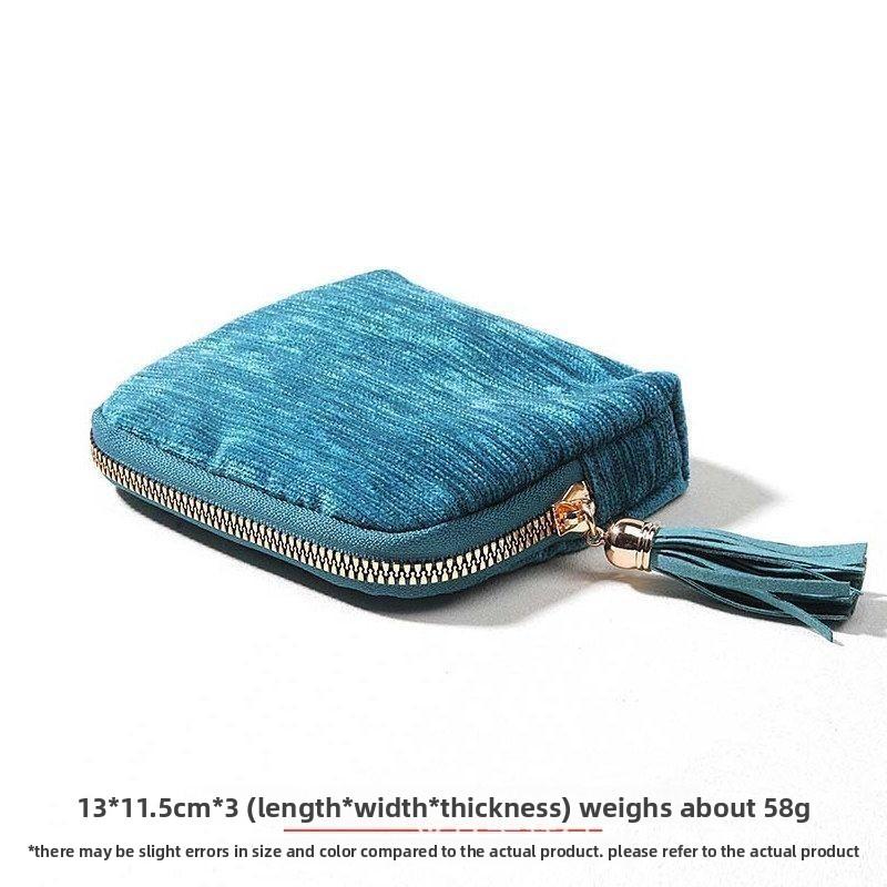 

New jewelry storage bag exquisite high-end jewelry fringed jewelry bag portable zipper multi-layer retro storage bag синий