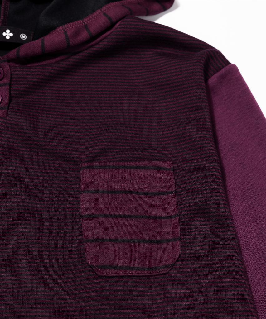 KAIFAI Panel Stripe Long Sleeve Hoodie (Purple) K26Qb223