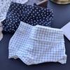 Ladies Spring Cotton Lovely Cherry Blossom Dot Wrapped Hip Wide Hem Mid Waisted Briefs