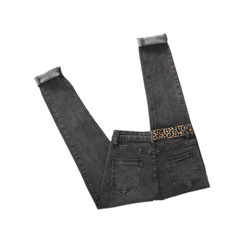 High-Waisted Stretch Leopard Patchwork Skinny Jeans for Women