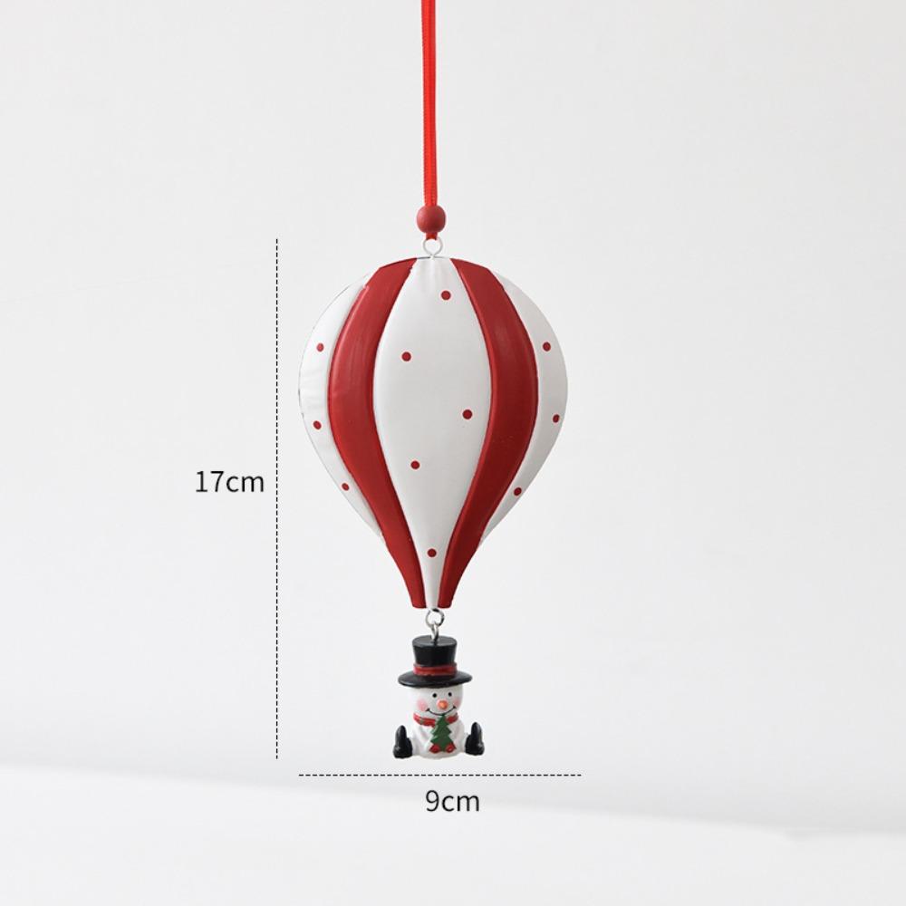 Iron Hot Air Balloon Ornament Red Green White Hanging Loop Christmas Balloon Pendant Lightweight Durable Santa Claus Pendant