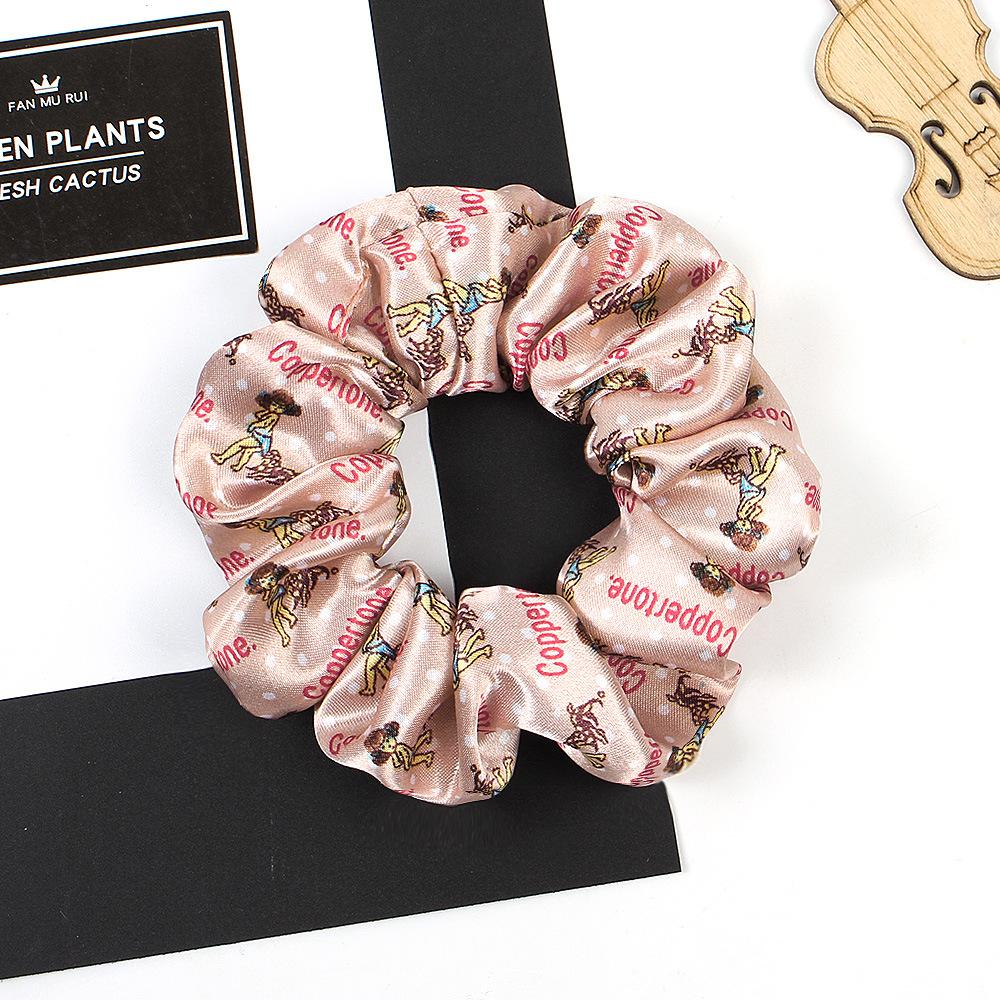 New Satin Printed Flower Floral Scrunchie Women Girls Elastic Hair Rubber Bands Accessories Tie Hair Ring Rope Holder Headdress