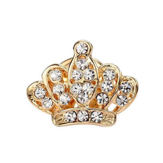 Módní Crown Kamínky Brož Pin Ženy Košile Bunda Límec Dekor Šperky