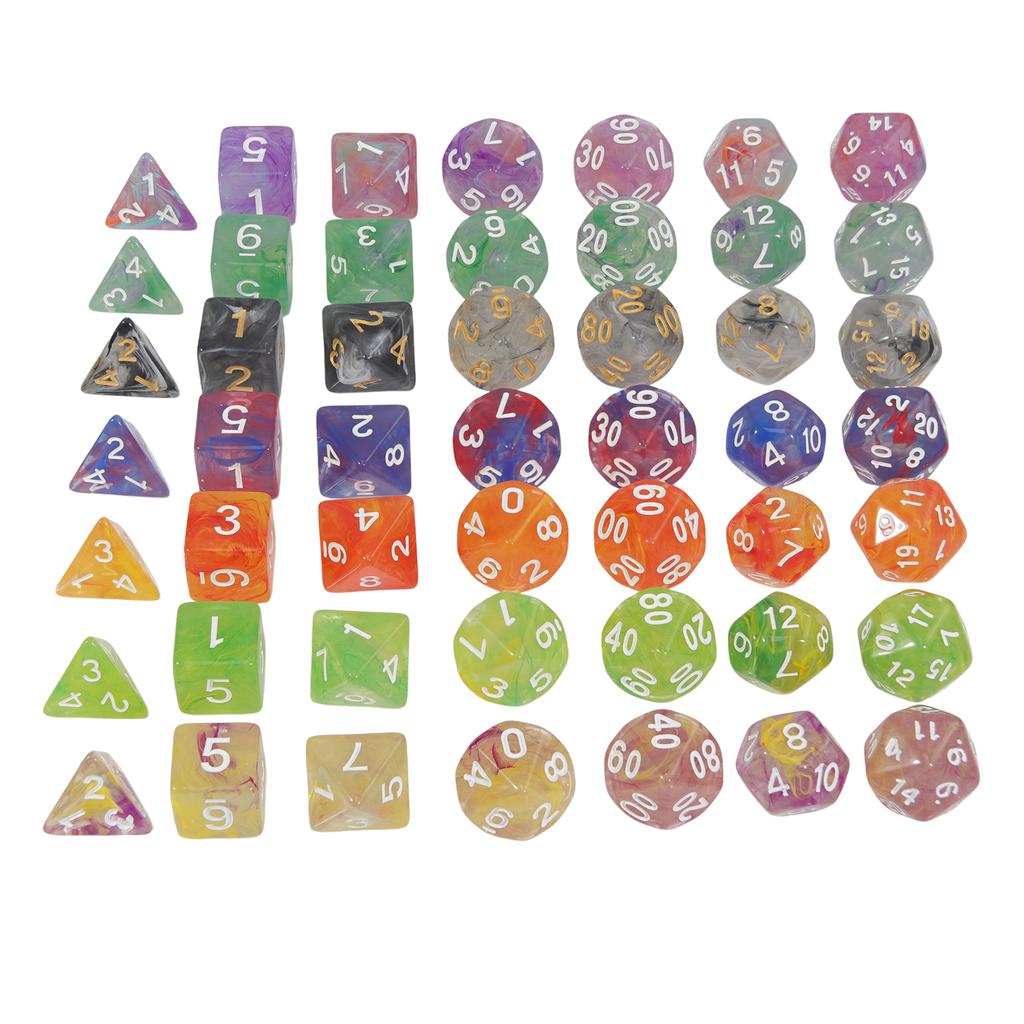 DND Dice Set with Mixed Color Fog Effect, 7pcs Polyhedral Dice for Board Games, DND TRPG Gaming Accessories, Perfect for Role-Playing Games