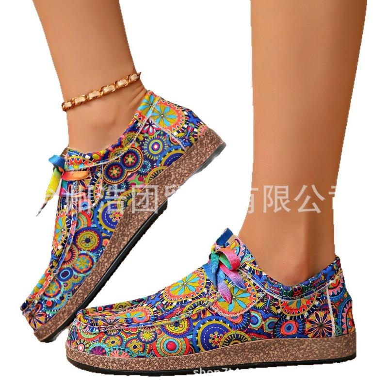 Spring and Autumn new large size lace-up color low-top single shoes women's lazy canvas flat-soled single shoes