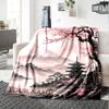 Name Custom Mount Fuji Cherry Blossoms Print Flannel Blanket High Quality Warm Comfortable Cover for All Seasons Perfect for Gifts Home Decor