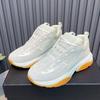 Fashion Dad Shoes Women'S Platform Thick Sole Sports Casual  New Leather White Lightweight Heeled Sneakers
