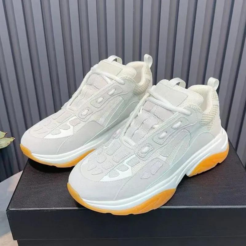 Fashion Dad Shoes Women'S Platform Thick Sole Sports Casual  New Leather White Lightweight Heeled Sneakers
