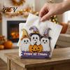 Wooden Paper Towel Dispenser Halloween Napkin Holder, Ghost Pumpkin Decorative Tabletop Tissue Dispenser, Spooky Party Accessories Storage Organizer