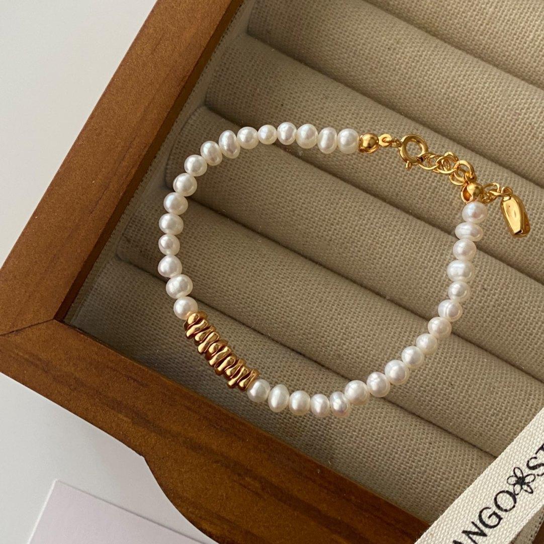 Small Fresh Broken Silver Pearl Bracelet, High-End Personality, Design Temperament, Simple Jewelry, Versatile And Fashionable