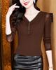 Autumn 2023 V-Neck Waist-Slimming Beaded Mesh Top for Women