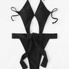 Europe And The United States New Sexy One-Piece Bikini Backless Strap Hollowed Out Explosion Solid Color Swimsuit