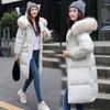 Women Winter Jacket with Furry Hood Thickened Padded Down Coat Drawstring Waist Zipper Closure Mid Length Windproof Cold Weather Cotton Coat