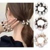 3Pcs Pearl Brimmed Hair Tie Glitter Rhinestone Decor Hair Rope Retro Style Scrunchies for Women