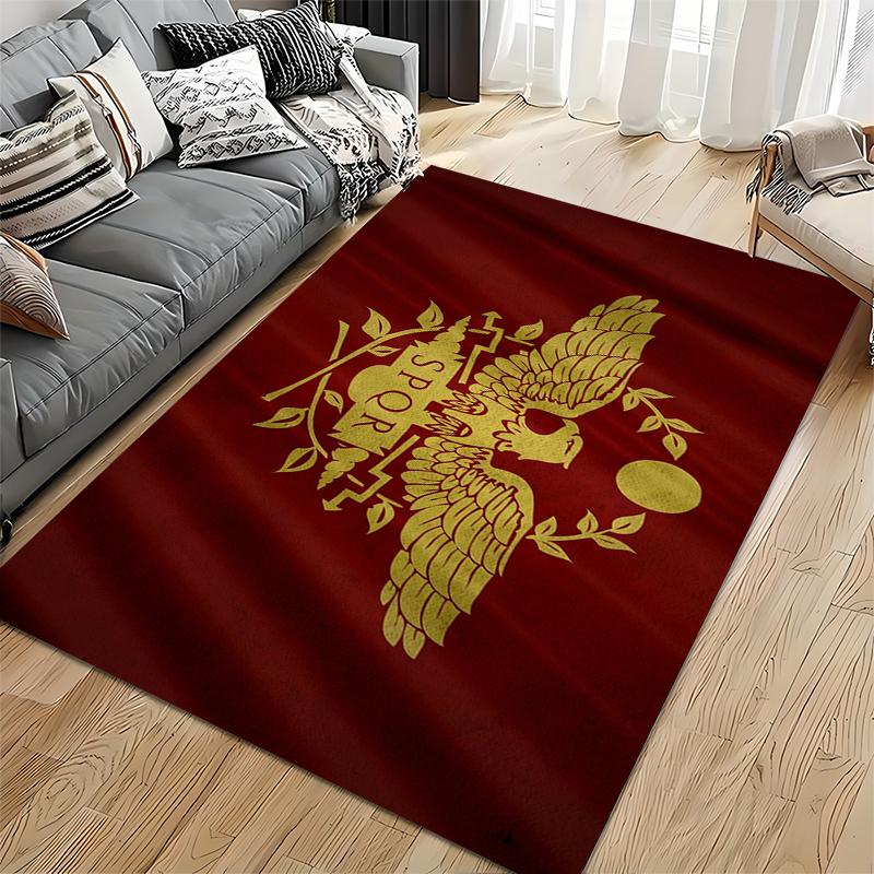 Roman SPQR Eagle Emblem Rug Non-slip Rug Suitable for Living Room and Bedroom Sofas.