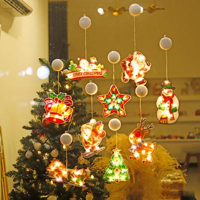Led Hanging Lights With Suction Cup Snowman Santa-claus Shape Lamp For Christmas Party Showcase