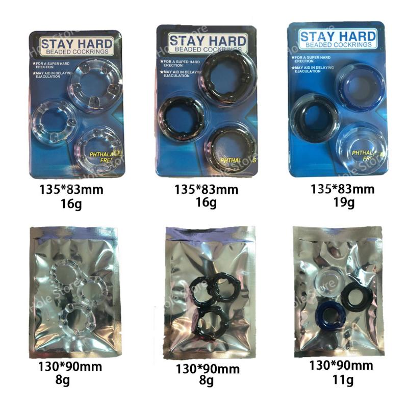 3pcs Cock Ring Silicone Delay Ejaculation Adult Toys for Men Penis Ring Enlargement Delay Chastity Device Sex Toys Sex Shop