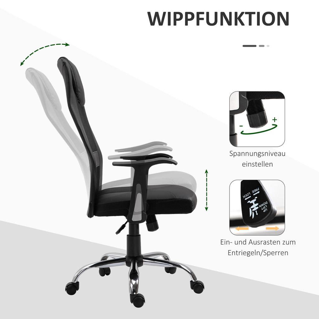 Office Chair Swivel Chair Height-Adjustable Executive Chair Desk Chair Ergonomic PU Black 66 X 73 X 108-118 Cm