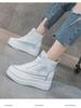 Leather Thick-soled High-top Women's Shoes 2025 Autumn Winter New Fashionable Zipper Height Increased 8cm Casual Sneakers Shoes