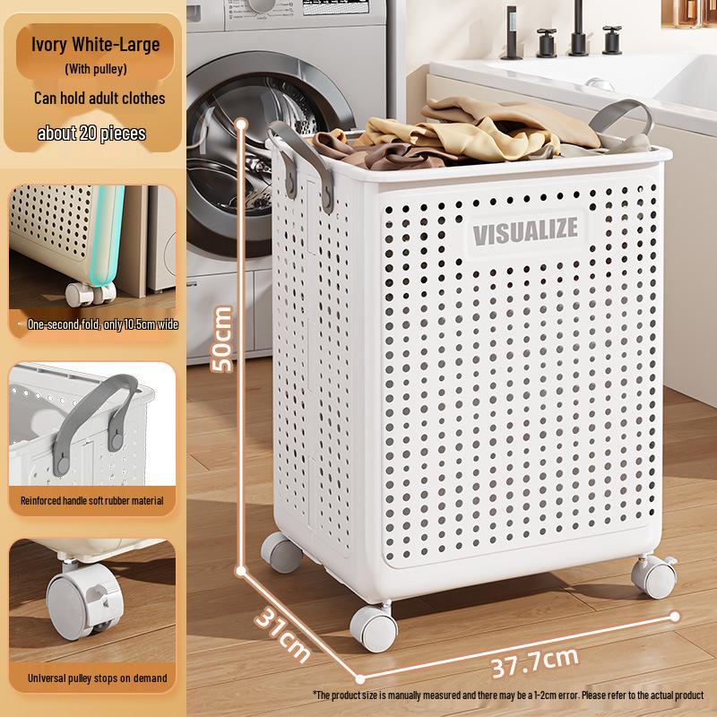 Multifunctional Large Capacity Folding Laundry Basket for Clothes and Bathroom Storage.