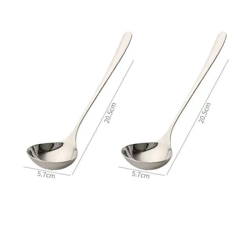 2Pcs Stainless Steel Thickened Long Handle Soup Spoon For Hot Pot Serving Porridge Kitchen Tableware Cooking Utensil