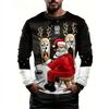 2026 New Autumn/Winter Christmas Muscle Printed T-shirt for Men's Casual Street 3D Printed Top Christmas Long Sleeve O-neck