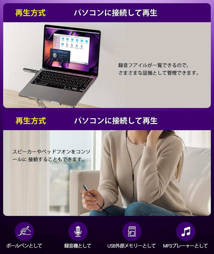 64GB Voice with Voice Automatic Omnidirectional 35 Hours of Continuous Noise 6 Replacement and Japanese Instruction Manual Ideal for Language