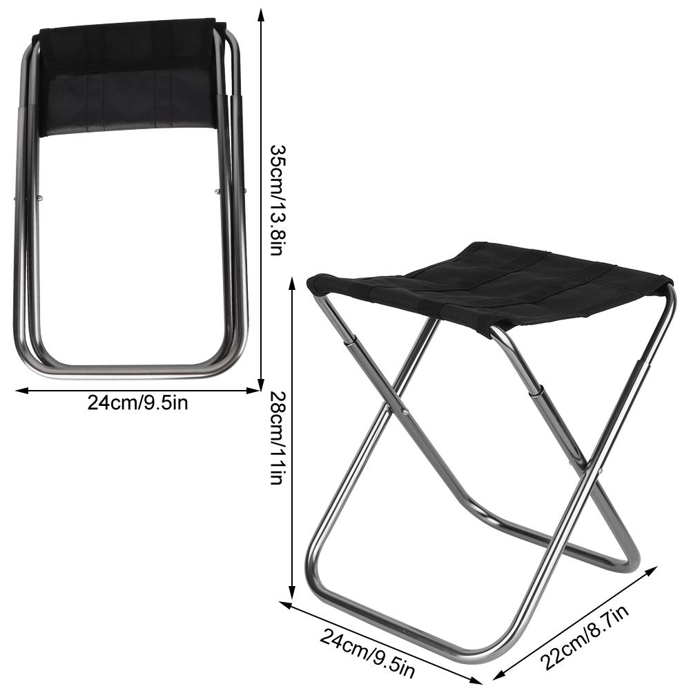 Mini Portable Folding Stool Aluminum Alloy Outdoor Chair for Fishing Camping Picnic (Silver, M)