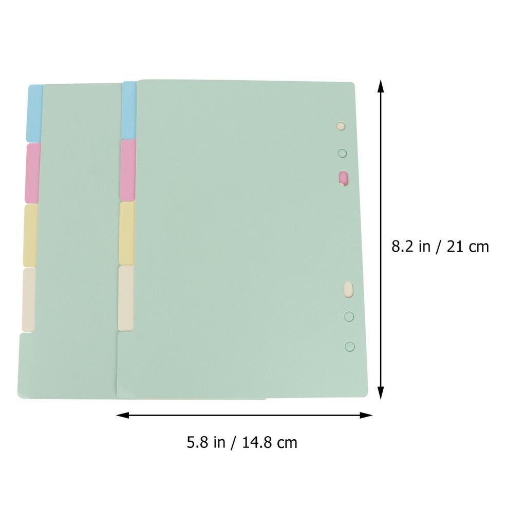 1Set A5 Index Divider Pack 5 Color Tab Dividers Extra Wide Reinforced Hole Design for 6-Ring Binders Quick Section Access